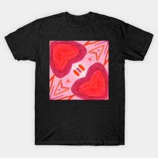 Valentine Red Hearts Patterns Watercolor T-Shirt